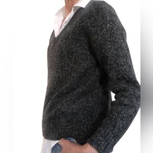 Michael Kors Dark Gray V Neck Asymmetrical Oversized Sweater